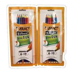 Bic No 2 Pencil Xtra Fun Break Resistant Leads HB Colorful Lot Of 2 6 Pack New